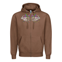 Chestnut skeleton hands mardi gras Zipper Hoodie - MaliasSmallBusiness