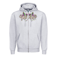 Heather Grey skeleton hands mardi gras Zipper Hoodie - MaliasSmallBusiness