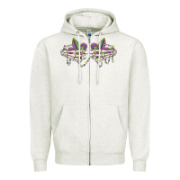 Oatmeal Heather skeleton hands mardi gras Zipper Hoodie - MaliasSmallBusiness