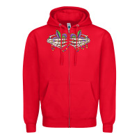 Red skeleton hands mardi gras Zipper Hoodie - MaliasSmallBusiness