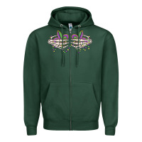 Sports Green skeleton hands mardi gras Zipper Hoodie - MaliasSmallBusiness