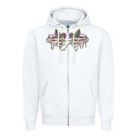 White skeleton hands mardi gras Zipper Hoodie - MaliasSmallBusiness