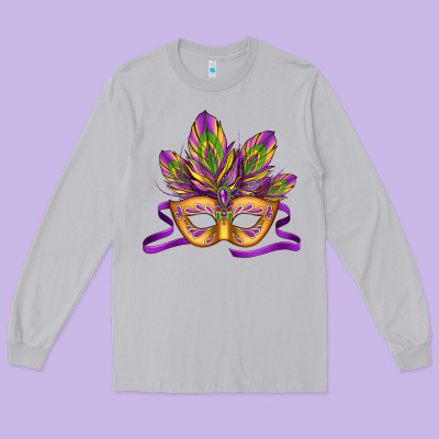 Mardi Gras Carnival Mask Long Sleeve Tee Designed By Jasminsmagicworld