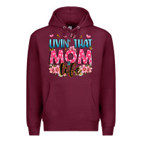 Burgundy livin' that mom life Premium Hoodie - JahusDesignShop