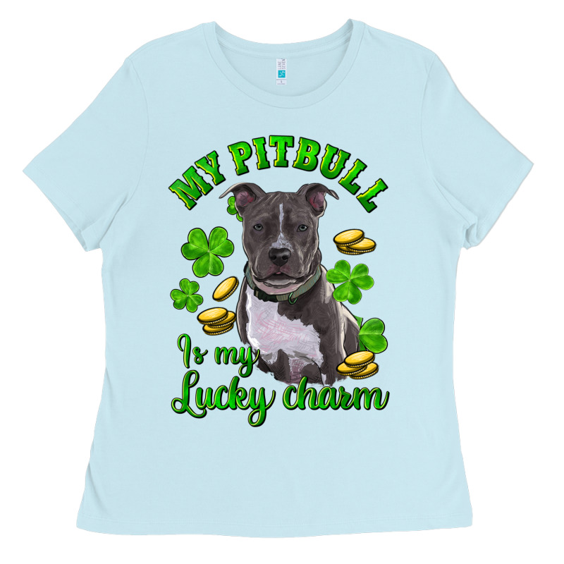 St Patricks Day My Pitbuli My Lucky Charm Ladies Tee by RanaPortraitStore | Teevron