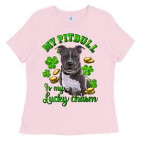 Bubblegum Pink st patricks day my pitbuli my lucky charm Ladies Tee - RanaPortraitStore