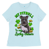 Baby Blue st patricks day my pitbuli my lucky charm Ladies Tee - RanaPortraitStore