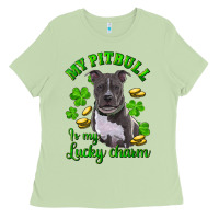 Matcha st patricks day my pitbuli my lucky charm Ladies Tee - RanaPortraitStore