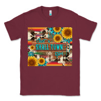 Burgundy just a small town girl with gemstone sunflower serape and cowhide Classic Tee - Artiststas