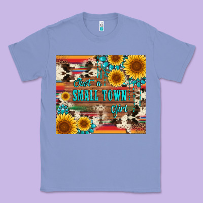 Just A Small Town Girl With Gemstone Sunflower Serape And Cowhide Classic Tee Designed By Artiststas