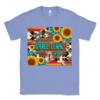 Colony Blue just a small town girl with gemstone sunflower serape and cowhide Classic Tee - Artiststas