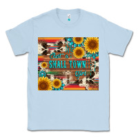 Dusty Blue just a small town girl with gemstone sunflower serape and cowhide Classic Tee - Artiststas