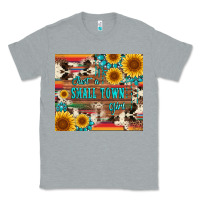 Heather Grey just a small town girl with gemstone sunflower serape and cowhide Classic Tee - Artiststas