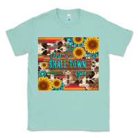 Seafoam just a small town girl with gemstone sunflower serape and cowhide Classic Tee - Artiststas