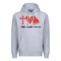 Heather Grey Faith Love Watermelon Premium Hoodie - Bettercallsaul
