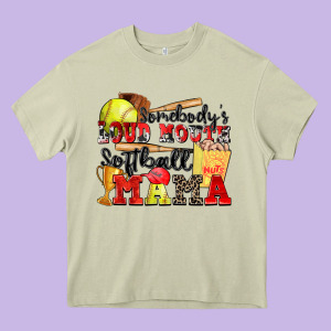 Somebody's Loud Mouth Softball Mama Heavy Core Tee Designed By Zillion Design Studio