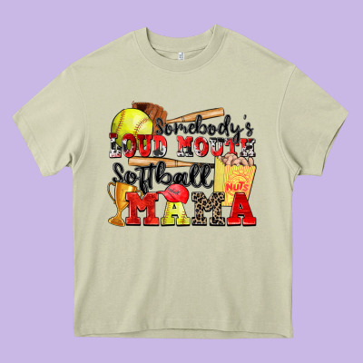 Somebody's Loud Mouth Softball Mama Heavy Core Tee Designed By Zillion Design Studio
