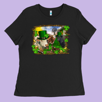 Ladies Tee st patricks day cows