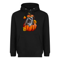 Black Fall Pumpkin Raccoon Heavyweight Hoodie - LillyAllenDesigns