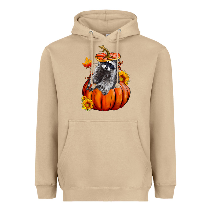 Fall Pumpkin Raccoon Heavyweight Hoodie by LillyAllenDesigns | Teevron