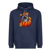 Navy Fall Pumpkin Raccoon Heavyweight Hoodie - LillyAllenDesigns