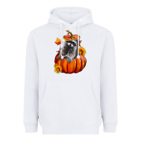 White Fall Pumpkin Raccoon Heavyweight Hoodie - LillyAllenDesigns