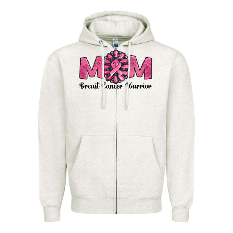 Breast Cancer Warrior Mom Zipper Hoodie by NancyCooperArtShop | Teevron