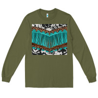 Army Green western cowhide leopard turquoise fringed Long Sleeve Tee - BarkalooDesign