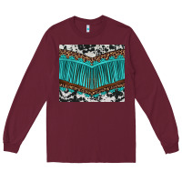 Burgundy western cowhide leopard turquoise fringed Long Sleeve Tee - BarkalooDesign