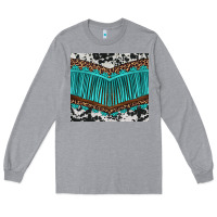Heather Grey western cowhide leopard turquoise fringed Long Sleeve Tee - BarkalooDesign