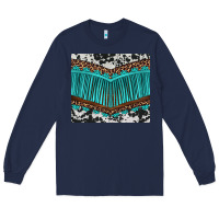 Navy western cowhide leopard turquoise fringed Long Sleeve Tee - BarkalooDesign
