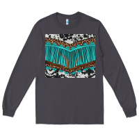 Smoke western cowhide leopard turquoise fringed Long Sleeve Tee - BarkalooDesign
