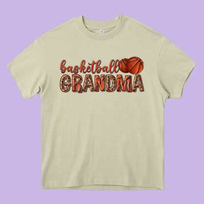 Basketball Grandma With Leopard Heavy Core Tee Designed By Texasbilliewilder