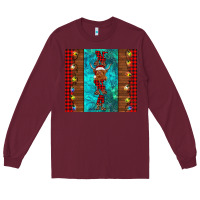 Burgundy nana highland cow Christmas Long Sleeve Tee - BarkalooDesign