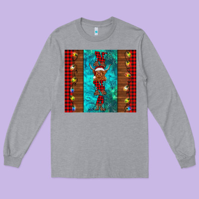 Nana Highland Cow Christmas Long Sleeve Tee Designed By Barkaloodesign