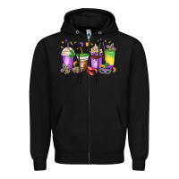 Black mardi gras coffee cups Zipper Hoodie - MaliasSmallBusiness