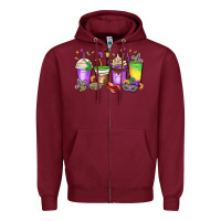 Burgundy mardi gras coffee cups Zipper Hoodie - MaliasSmallBusiness