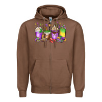 Chestnut mardi gras coffee cups Zipper Hoodie - MaliasSmallBusiness