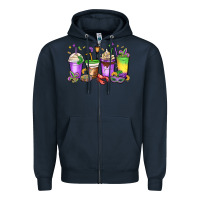 Navy mardi gras coffee cups Zipper Hoodie - MaliasSmallBusiness