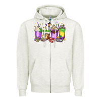 Oatmeal Heather mardi gras coffee cups Zipper Hoodie - MaliasSmallBusiness