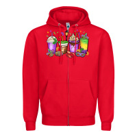 Red mardi gras coffee cups Zipper Hoodie - MaliasSmallBusiness