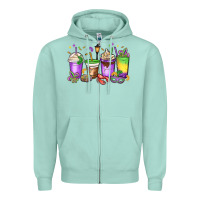 Seafoam mardi gras coffee cups Zipper Hoodie - MaliasSmallBusiness