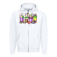 White mardi gras coffee cups Zipper Hoodie - MaliasSmallBusiness