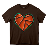 Chocolate Brown basketball heart Heavy Core Tee - texasbilliewilder