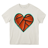 Cream basketball heart Heavy Core Tee - texasbilliewilder