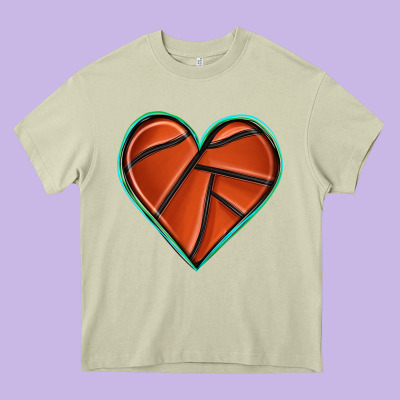 Basketball Heart Heavy Core Tee Designed By Texasbilliewilder