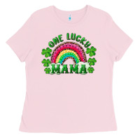 Bubblegum Pink st patricks day one lucky mama Ladies Tee - RanaPortraitStore