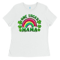 White st patricks day one lucky mama Ladies Tee - RanaPortraitStore