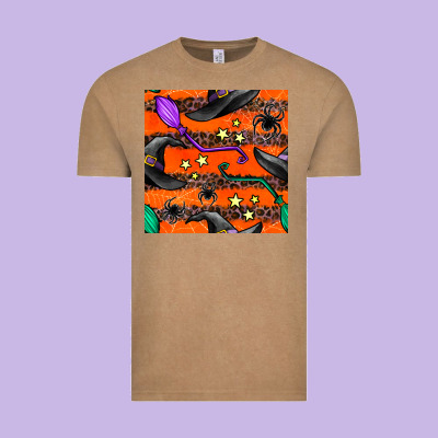 Halloween Witch Hats Leopard Seamless Pattern Vintage Tee Designed By Bundleandbundleshop