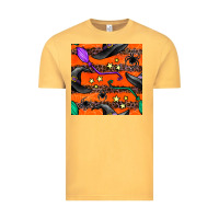 Vintage Mustard halloween witch hats leopard seamless pattern Vintage Tee - BundleAndBundleShop
